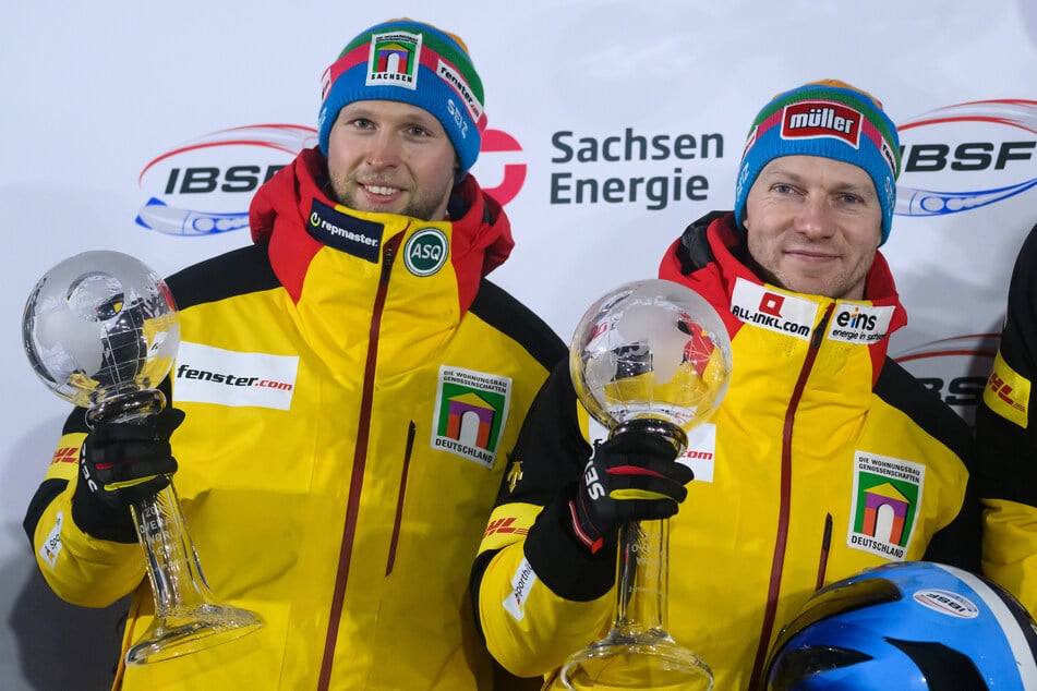 Francesco Friedrich (35, r) und Alexander Schüller (28) konnten beim Heim-Weltcup in Altenberg keinen Sieg im Zweierbob ergattern.