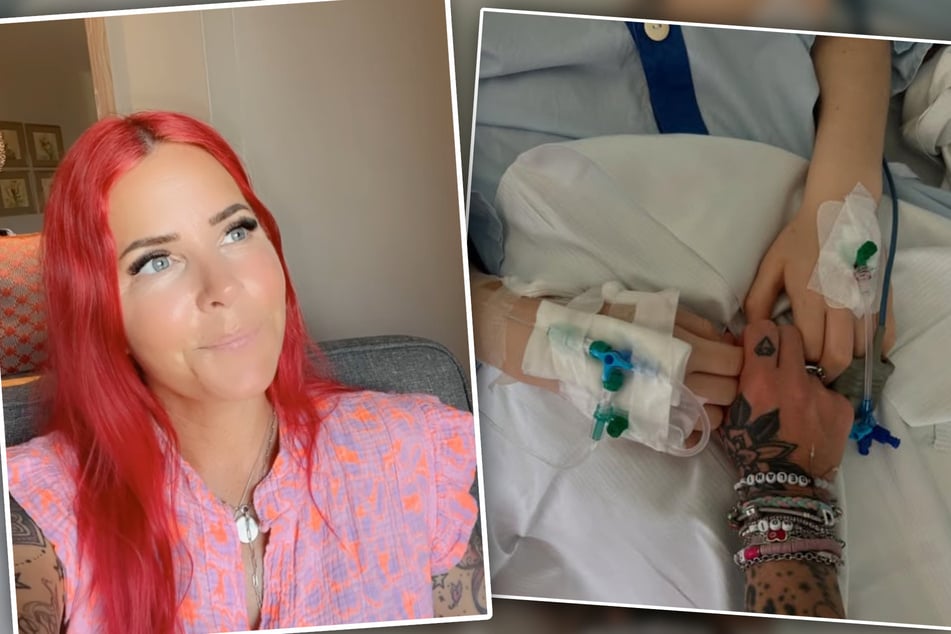 Auf Instagram sprach Dana Diekmeier (40, l.) über den Gesundheitszustand ihrer Tochter. Bereits nach ihrer OP im April teilte sie ein Foto (r.) aus dem Krankenhaus.