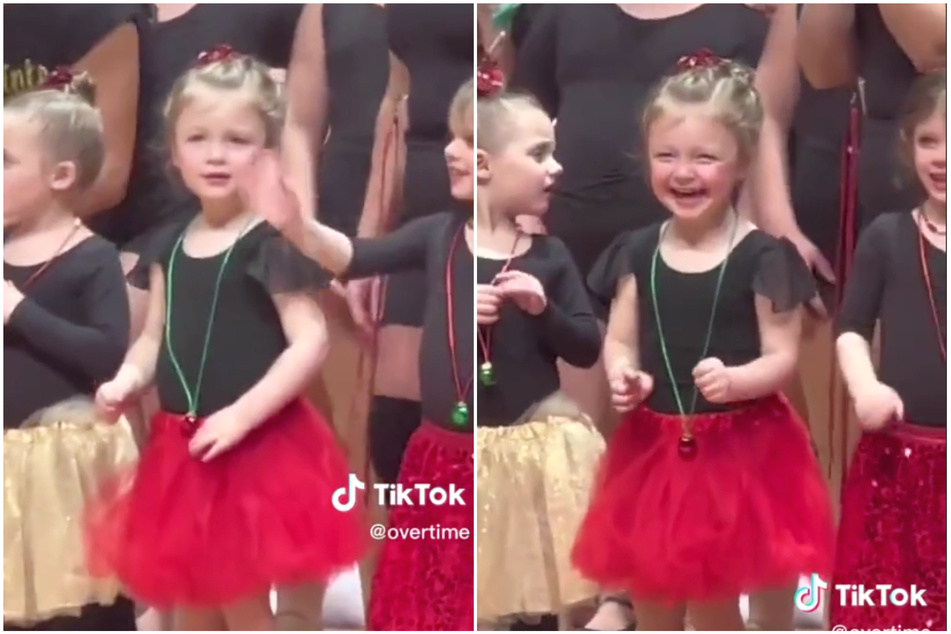 A mothers viral video caught her toddler's reaction after she found her family in the crowd at her dance recital.