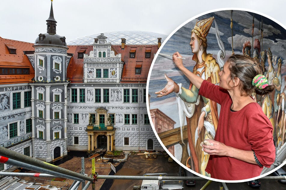 Dresden: Fassadensanierung: Dresdens Schlosshof wird fein rausgeputzt