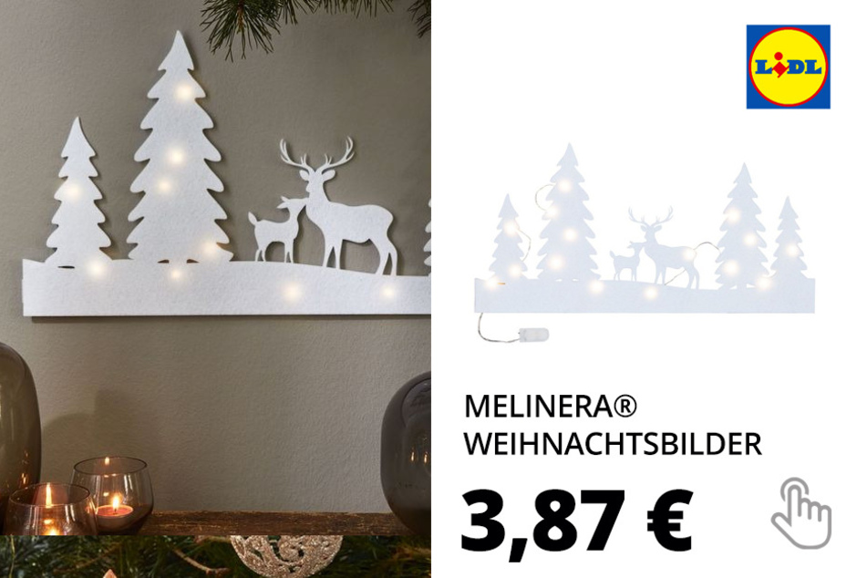 MELINERA® Weihnachtsbilder, mit Lichterkette, aus Filz