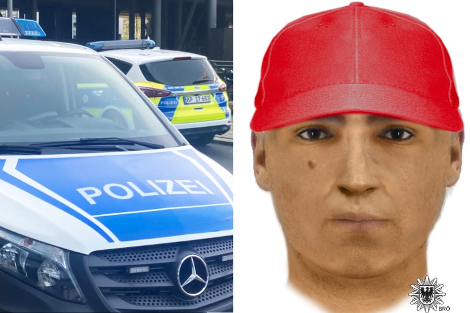 Mit diesem Phantombild sucht die Polizei Brandenburg nach einem mutmaßlichen räuberischen Erpresser.