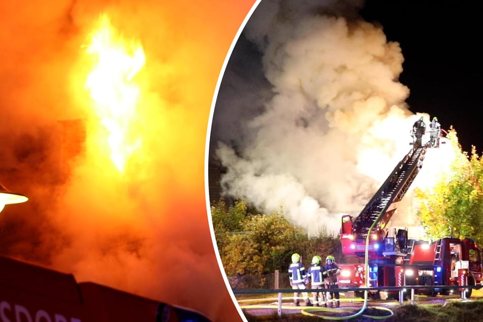 Flammen zerstören Wohnhaus: Bewohner klettert in letzter Sekunde aufs Dach