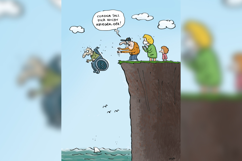 Schon ganz witzig, aber nur auf Platz 3: Die Karikatur von Ari Plikat greift das Corona-Thema auf.