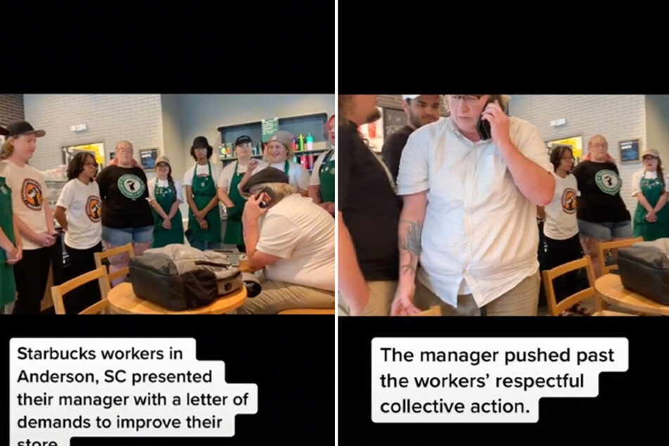 A TikTok video shows baristas in Anderson marching on their boss to deliver a list of demands.