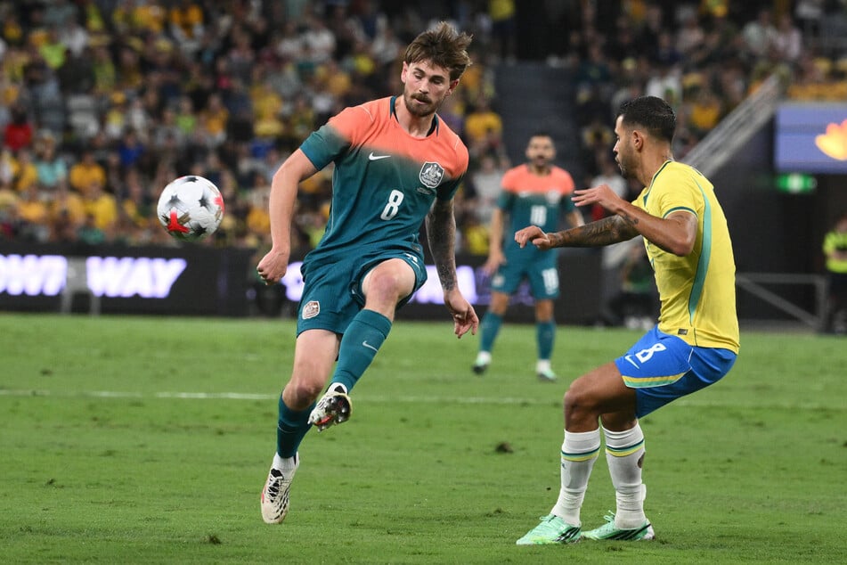 St.-Pauli-Profi Connor Metcalfe (26, l) traf mit Australien am Freitag auf Brasilien.