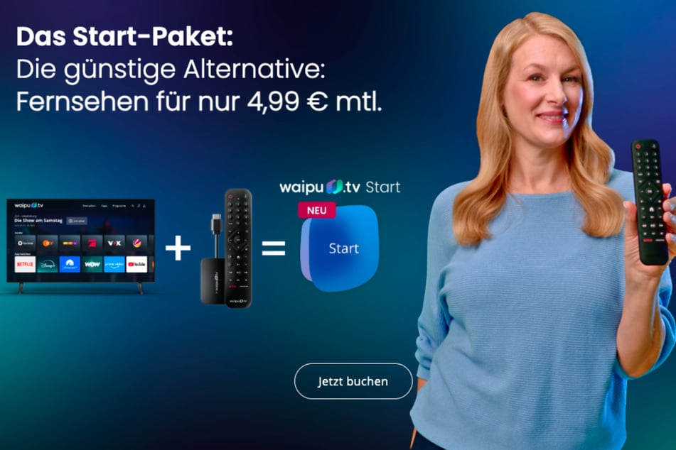 waipu.tv waipu.tv Start Jahrespaket Stick für nur 4,99 Euro pro Monat.