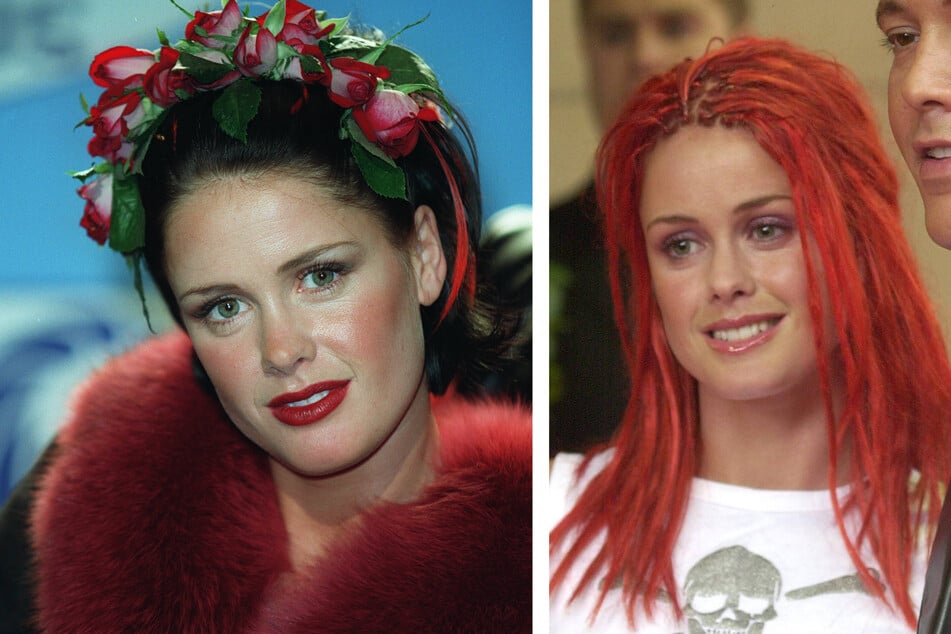Lene Nystrom (heute 49) im Jahr 1998 und 2000 mit ihren auffallend roten Haaren.
