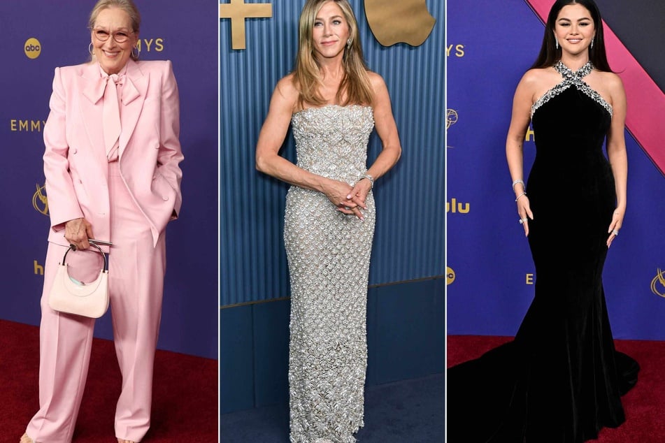 Television's top stars put on their Sunday best on the red carpet for the Emmy Awards gala! Here are some of the best fashion looks of the night from stars like Meryl Streep (l.), Jennifer Aniston (c.), and Selena Gomez (r.)