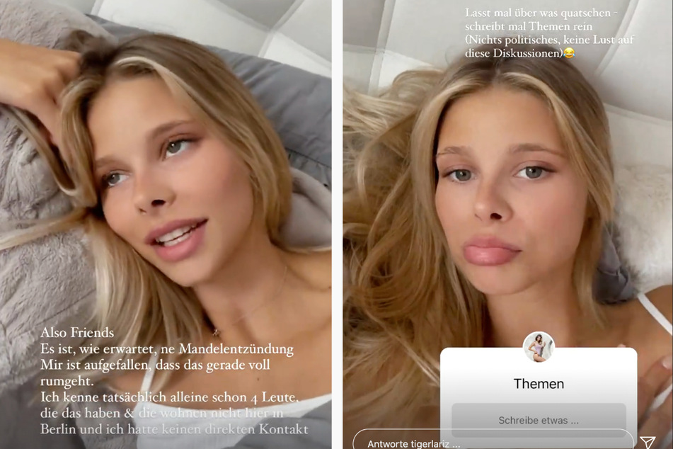 Larissa Neumann (21) hat offenbar eine Mandelentzündung – und das Model langweilt sich, sie forderte von ihren Fans Themen zum Quatschen.