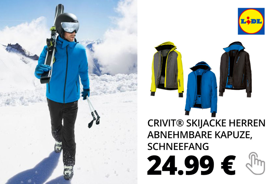 CRIVIT® Skijacke Herren, abnehmbare Kapuze, Schneefang