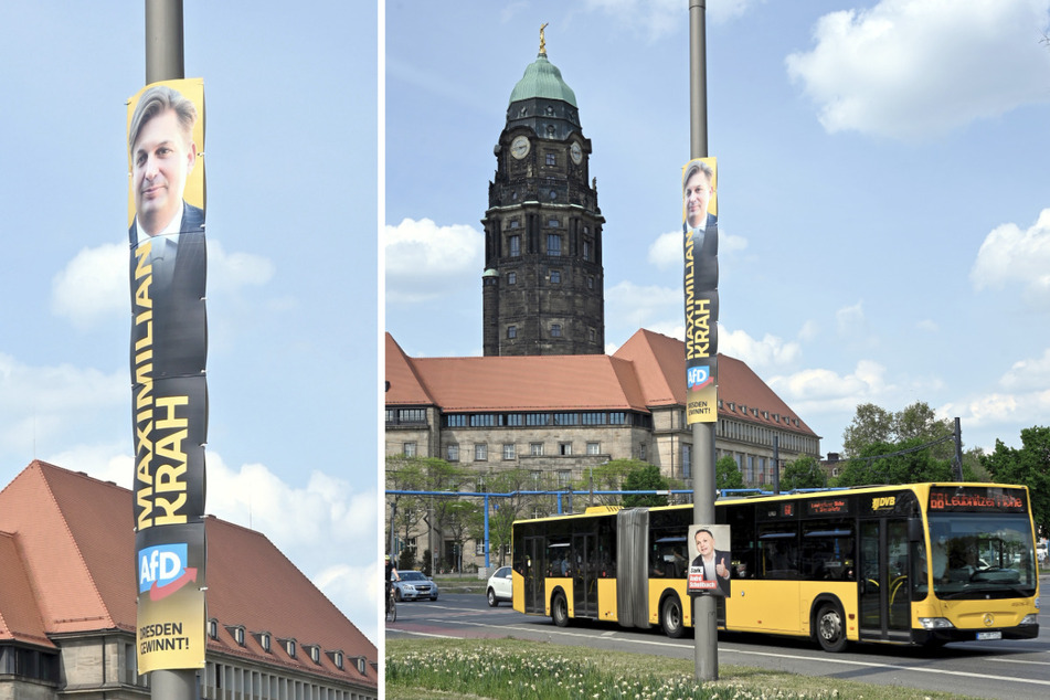 Die XXL-Plakate von AfD-Kandidat Maximilian Krah (45) sind laut Stadtverwaltung unzulässig.