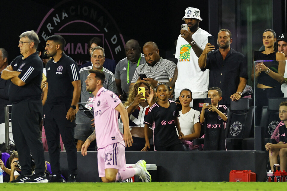 Many stars and pro athletes were locked in as Lionel Messi (c.) geared up to make his debut with Inter Miami on July 21, 2023.