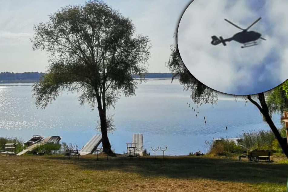 Am Kulkwitzer See wurde am Dienstagmorgen mit einem Hubschrauber nach einer Vermissten gesucht.