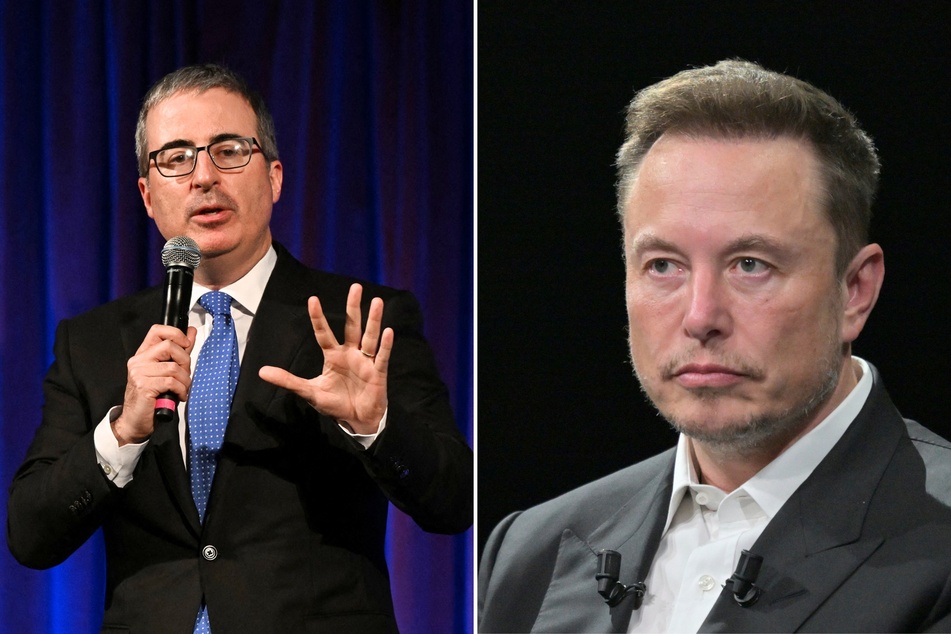 Billionaire Elon Musk (r) shared his reaction on social media to a scathing segment comedian John Oliver recently did about him on the show Last Week Tonight.