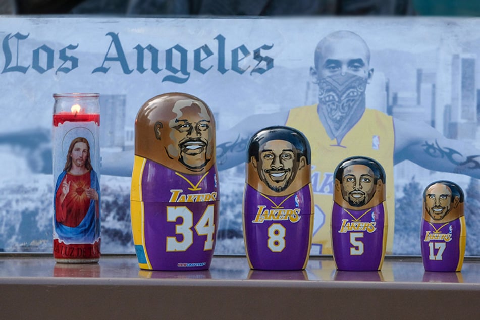Fans set up a memorial honoring the late Kobe Bryant outside Crytpo.com Arena in Los Angeles on January 26.