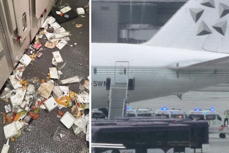 Erste Bilder aus dem Inneren des Flugzeugs zeigen ein einziges Chaos.