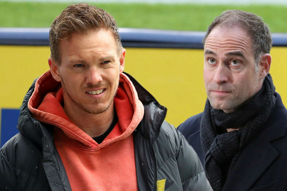 Cheftrainer Julian Nagelsmann (33, l.) würde es offenbar nicht sonderlich leicht gemacht werden, RB Leipzig (im Sommer) zu verlassen. Vorstandsboss Oliver Mintzlaff (45) betonte die Wichtigkeit von Vertragstreue.