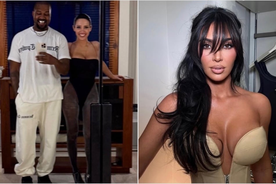 Kanye West's (l.) new clothing line seemingly rivals his ex-wife Kim Kardashian's (r.) SKIMS brand, hinting that the exes could be back at odds.