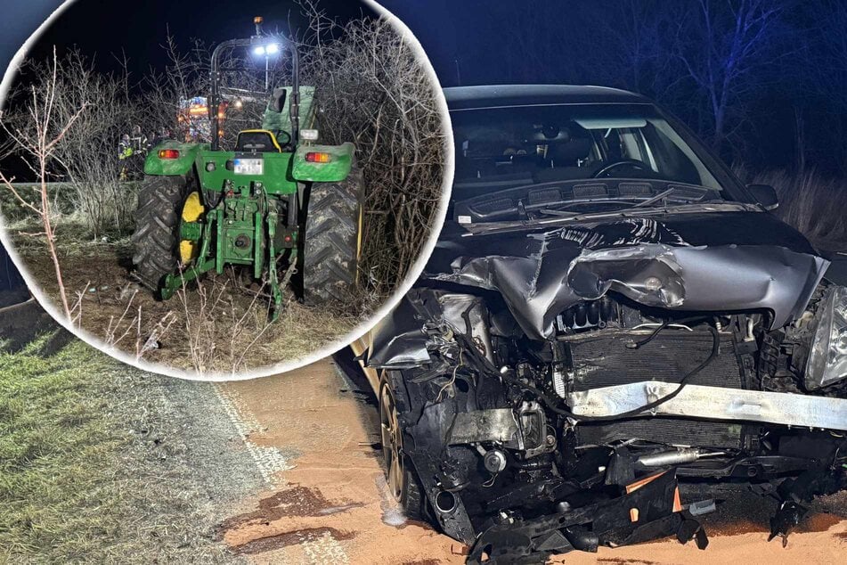Mercedes kracht in Traktor: Beide Fahrer müssen verletzt in die Klinik