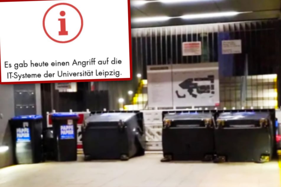 Leipzig: Uni Leipzig im Visier: Barrikade vor Eingang und Hacker-Angriff