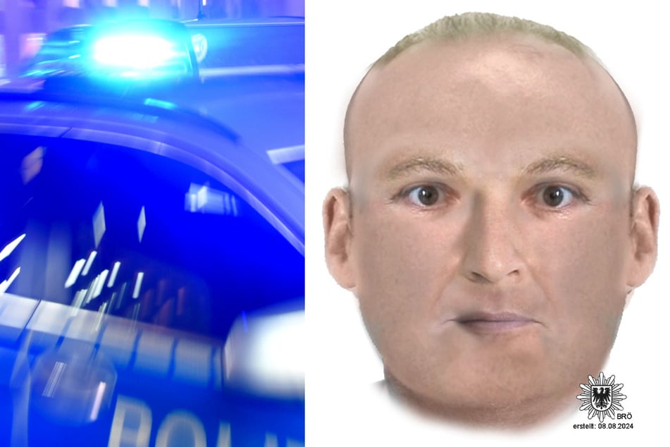 Mit diesem Phantombild sucht die Polizei Brandenburg nach einem unbekannten Geldabholer.