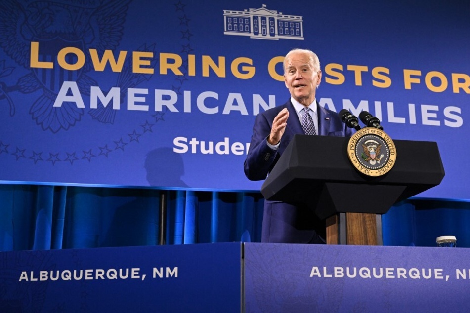 President Joe Biden arrives to speak about student debt relief at the Central New Mexico Community College Student Resource Center in Albuquerque on November 3, 2022.