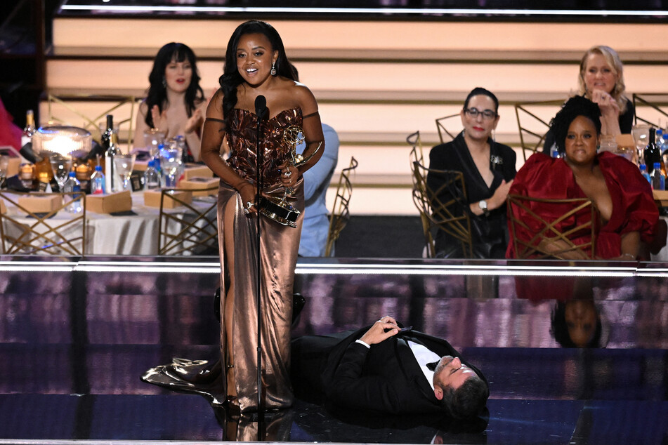 Jimmy Kimmel was slammed online after interrupting Quinta Brunson's Emmy speech.