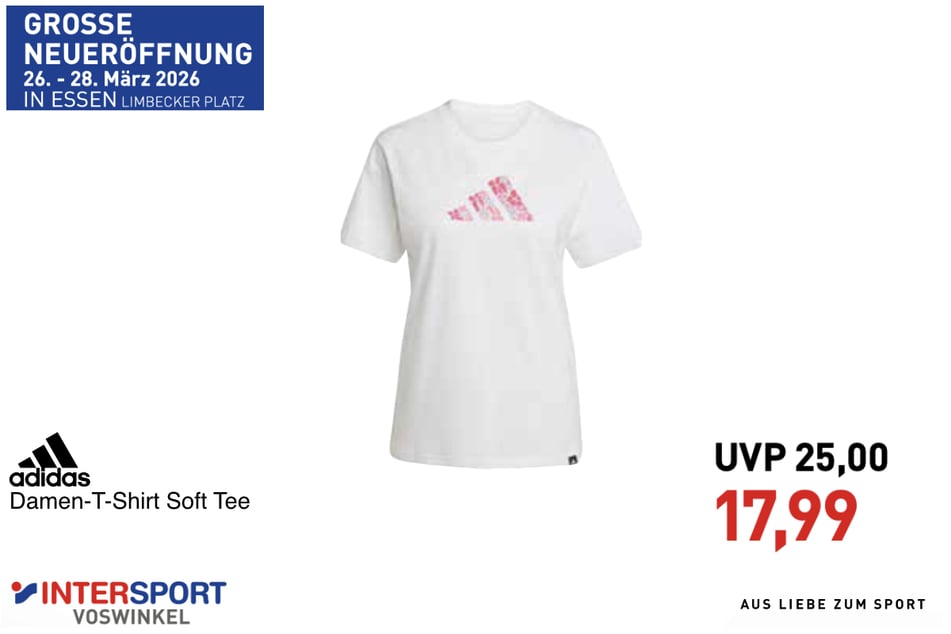 Adidas Soft Tee für 17,99 statt 25 Euro (Damen).