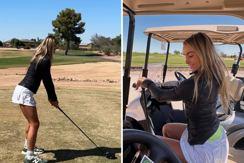 Hanna Cavinder is getting over her breakup with ex-boyfriend Corvan Taylor by soaking up the Arizona sun on the putting green.