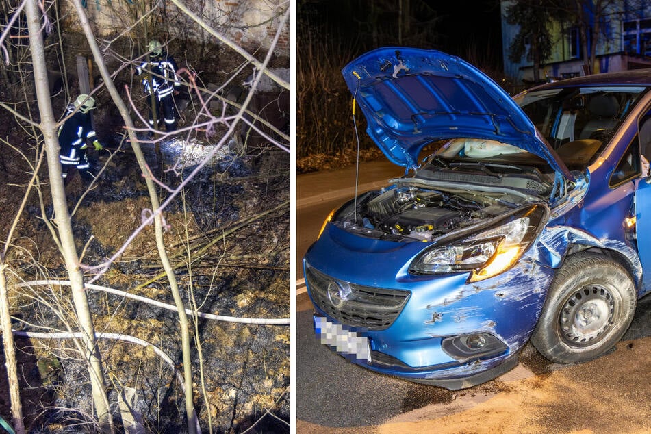 Feuerwehr Aue mehrfach im Einsatz: Flächenbrand und Unfall