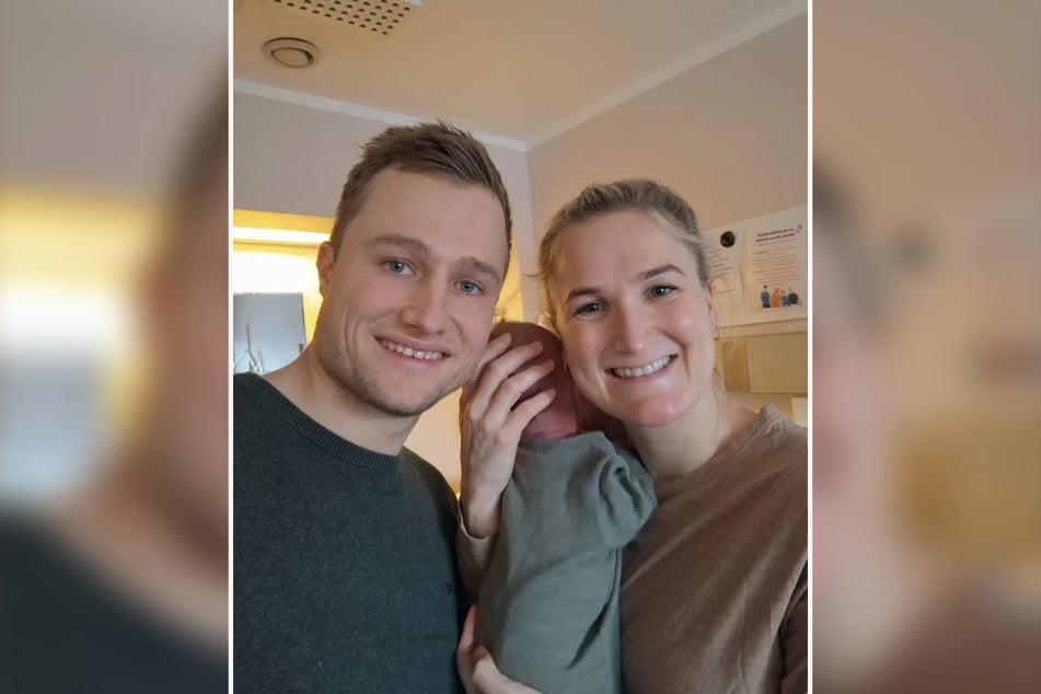 Schweben auf Wolke sieben: Sverre (33) und Marte Olsbu Røiseland (32) mit ihrem neugeborenen Sohn.