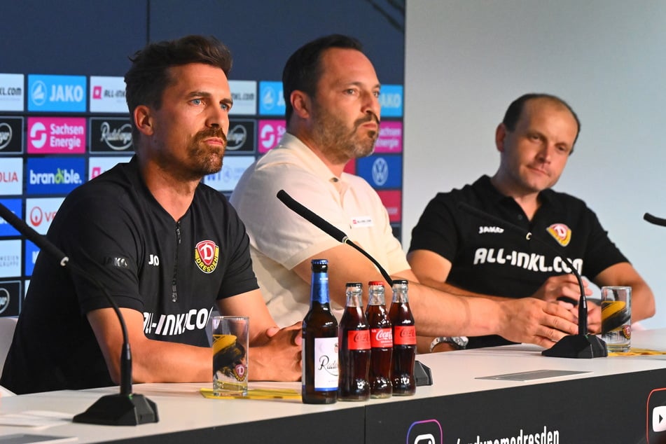 Thomas Stamm (42, v.l.) bei seiner Vorstellung an der Seite von Thomas Brendel (49) und David Fischer (41). Ein Geschäftsführer ist mittlerweile weg, der andere könnte bald folgen.