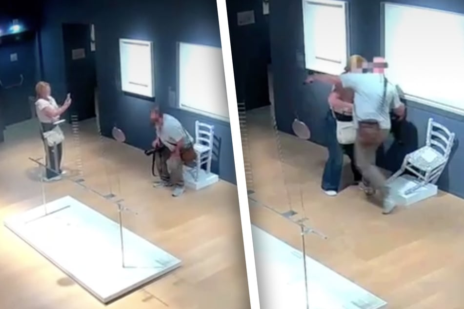Der Mann setzte sich auf den Stuhl und zerstörte dabei das Kunstwerk, das von einem Gemälde Van Goghs inspiriert war.