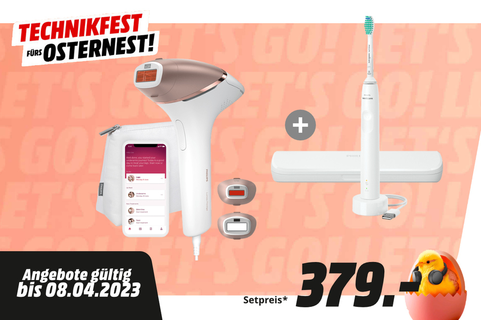 Philips-Haarentfernungsgerät + Philips-E-Zahnbürste für 379 Euro.