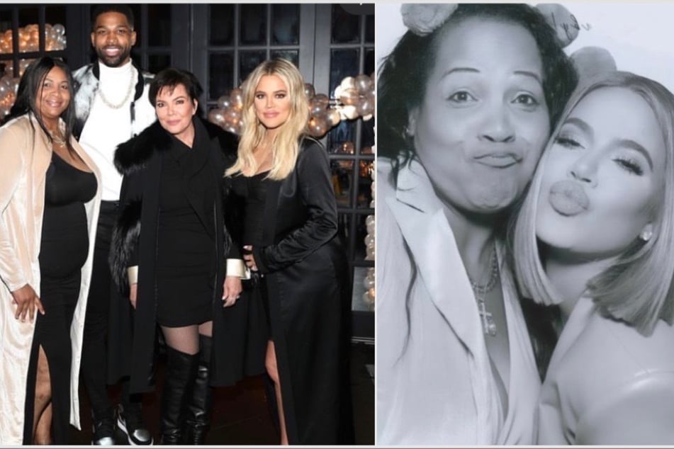 Khloé Kardashian (r) honored Tristan Thompson's mother Andrea, who died earlier this month.