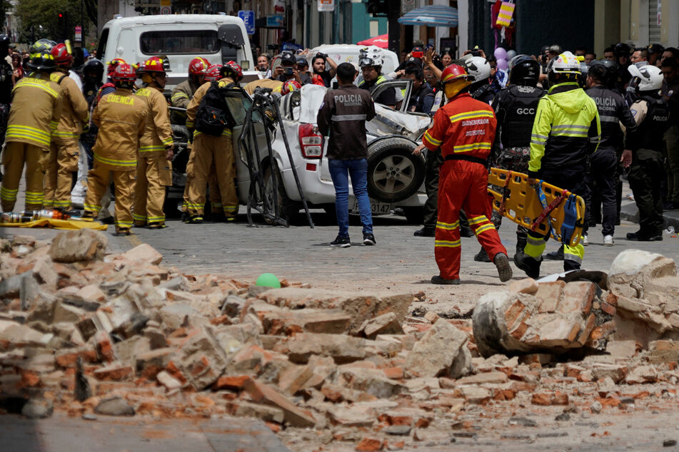 The damage from an earthquake is seen in Cuenca, Ecuador on Saturday, after a 6.8-magnitude quake hit the region.