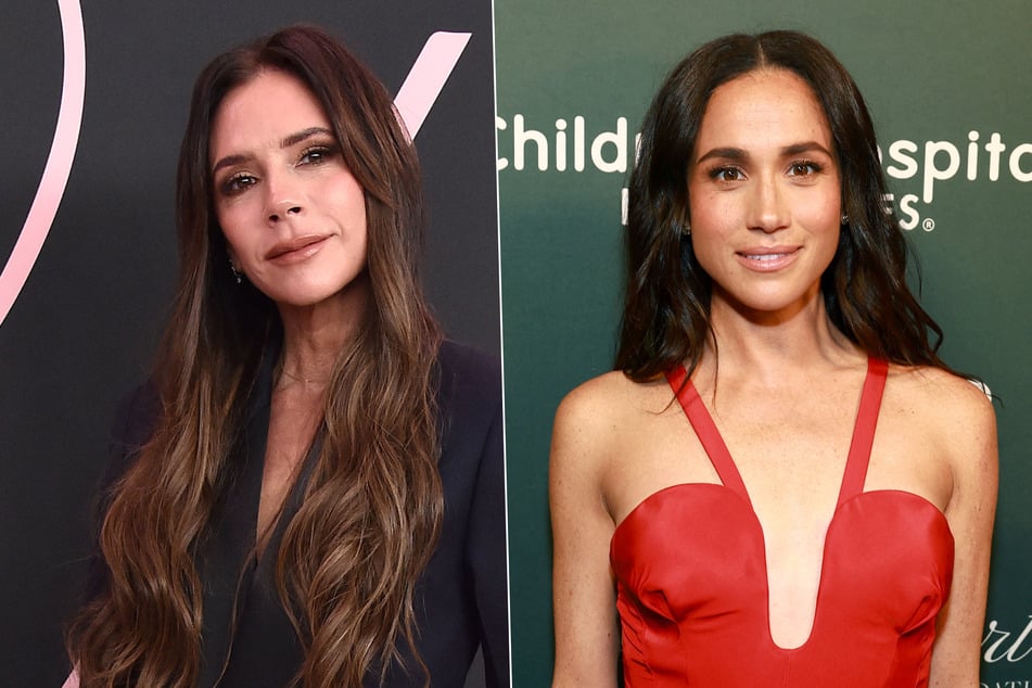 Meghan Markle (r.) and Victoria Beckham are reportedly feuding over their respective Netflix series, both of which are set to debut next year.