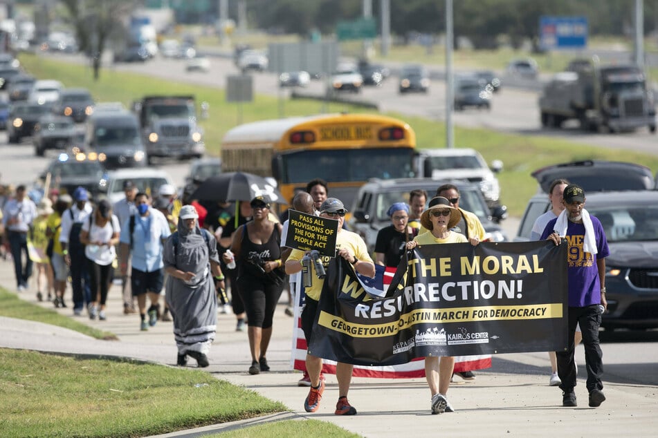 Voting rights activists and religious leaders on Wednesday began a four-day march from Georgetown to Austin, Texas.