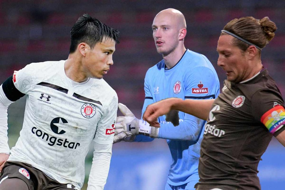 Ryo Miyaichi (28, v.l.n.r.), Svend Brodersen (24) und Daniel Buballa (31) werden den FC St. Pauli verlassen.