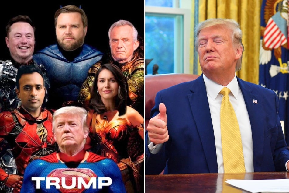 Trump becomes Superman and unveils his presidential Justice League in bizarre meme