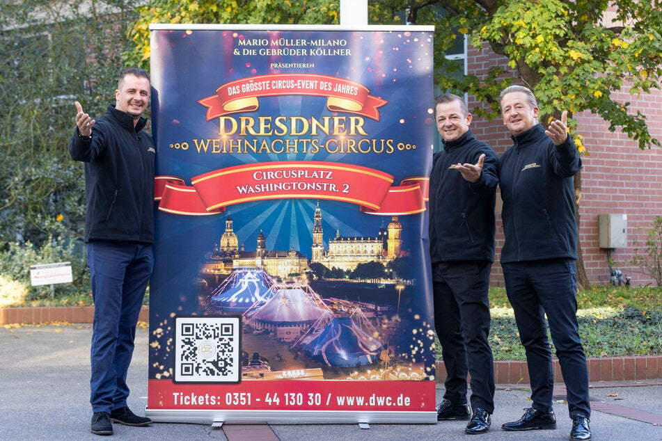 Die Brüder Leonard (35), Sascha (47) und William Köllner (53) fiebern der Premiere des Dresdner Weihnachts-Circus entgegen.