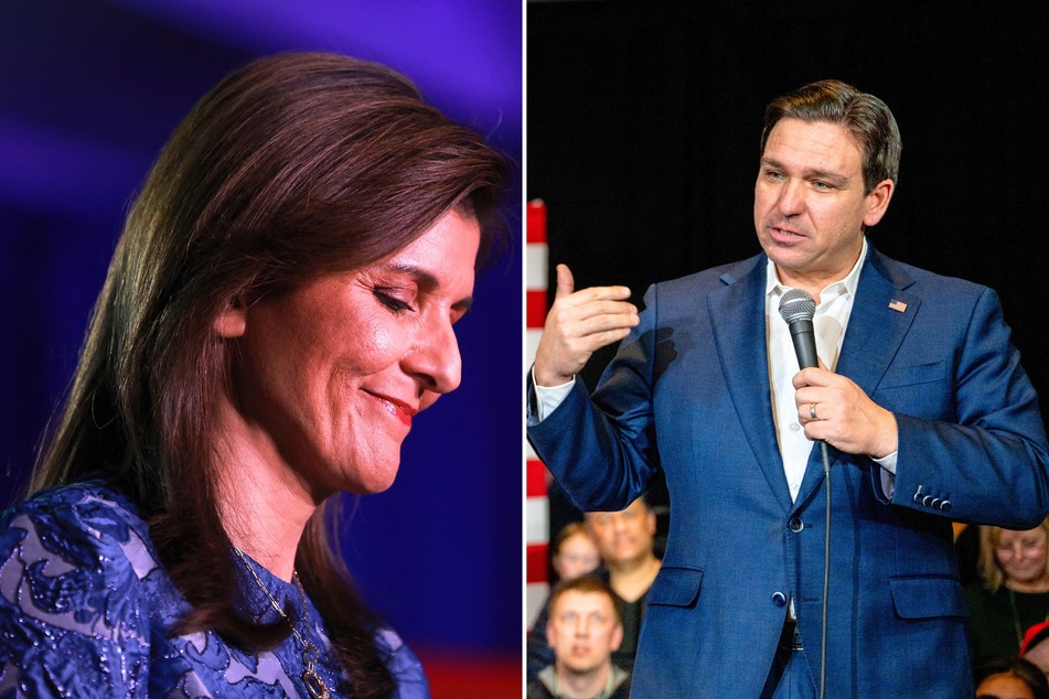 Florida Governor Ron DeSantis (r.) criticized Nikki Haley (l.) after she dropped out of the GOP primary race and refused to endorse Donald Trump for president.