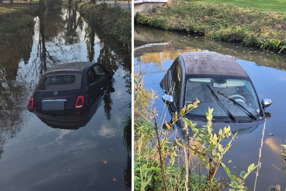 Nach einem Zusammenstoß zweier Autos in Jork (Landkreis Stade) landete ein Fahrzeug im Wassergraben.