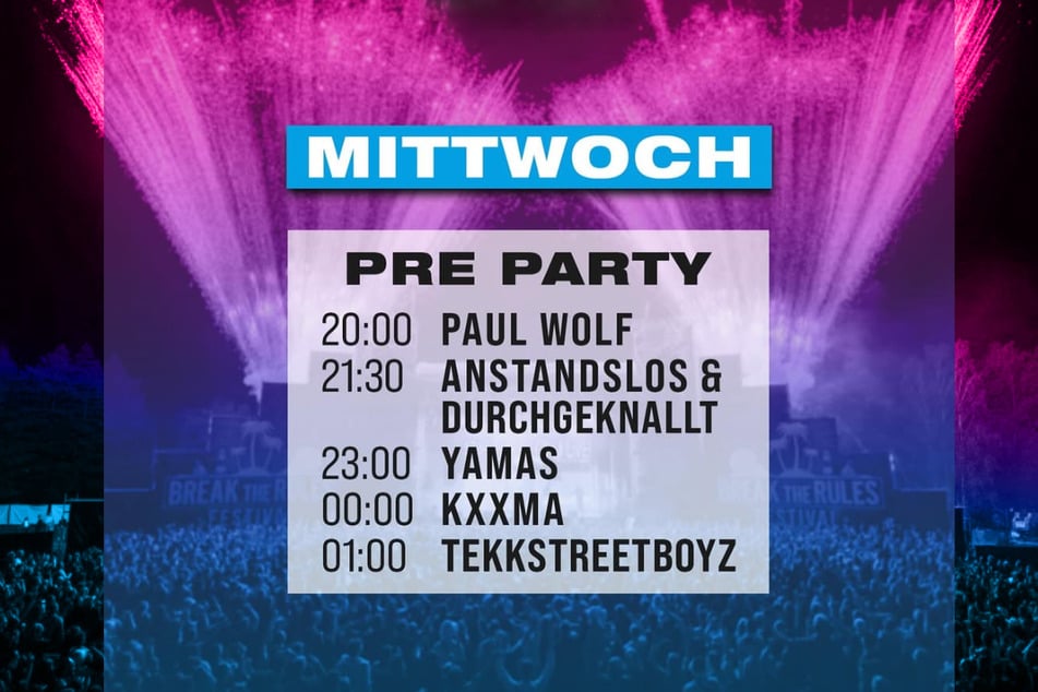 Der Timetable für die BTR Pre Party 2025 am Mittwoch (23.7.).