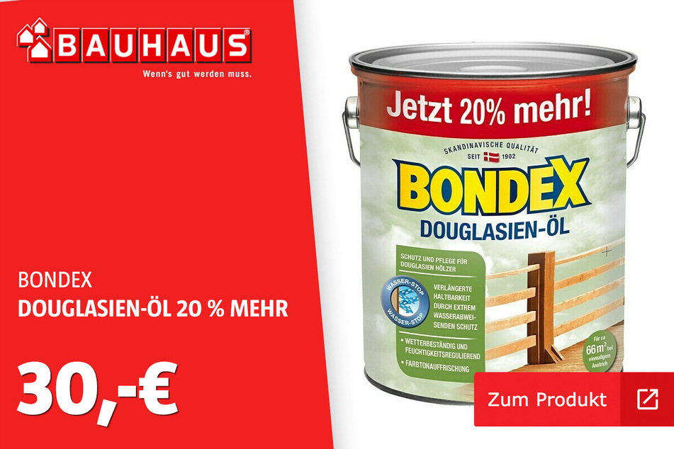 Bondex Öl 3L (+20%) Douglasie für 30 Euro
