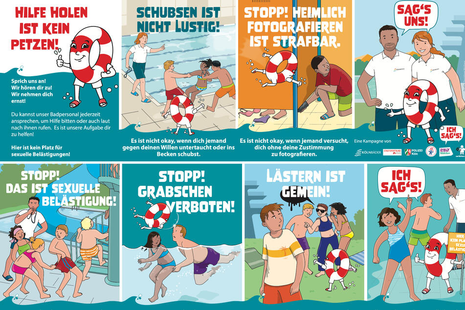 Das auffällige rot-weiße Rettungsring-Symbol auf den Flyern soll den Kindern signalisieren: "Hier bekommst du Schutz und Hilfe."