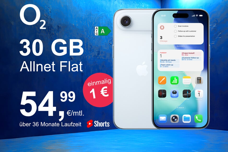 Das neue iPhone 17 Air inkl. 30 GB Datenvolumen für nur 1 Euro exklusiv bei o2.