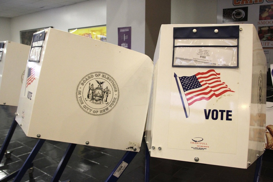 A voting site in New York City on Tuesday required the use of masks and social distancing.