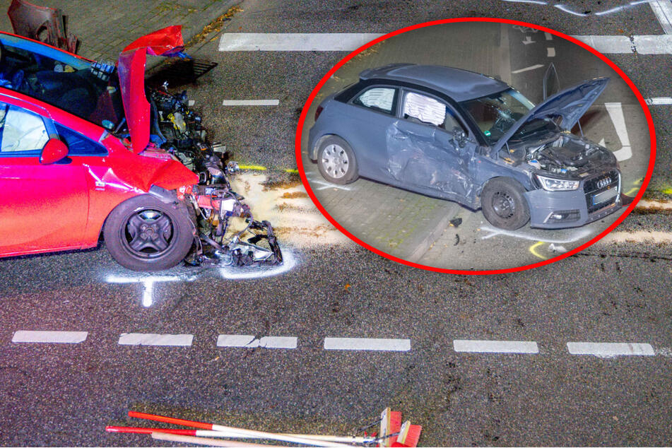 Audi und Opel krachen auf Kreuzung zusammen: Beide Fahrer schwer verletzt